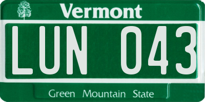 VT license plate LUN043