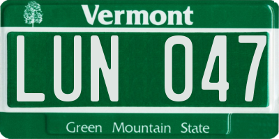 VT license plate LUN047