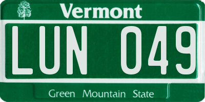 VT license plate LUN049