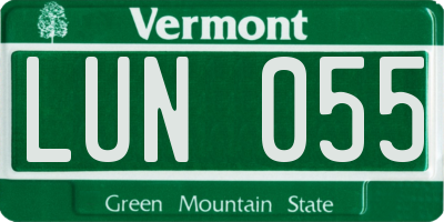 VT license plate LUN055