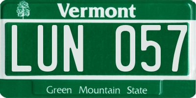 VT license plate LUN057