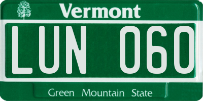 VT license plate LUN060
