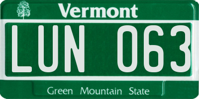 VT license plate LUN063