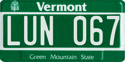 VT license plate LUN067