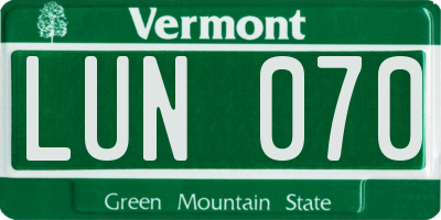 VT license plate LUN070