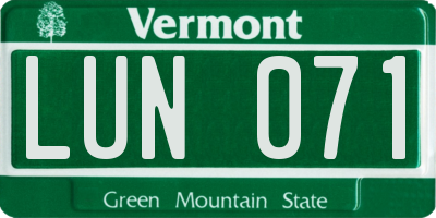 VT license plate LUN071