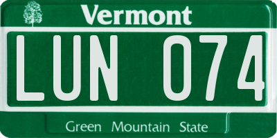 VT license plate LUN074