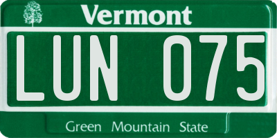 VT license plate LUN075