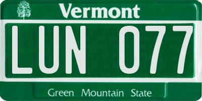 VT license plate LUN077