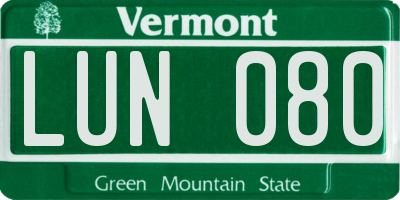 VT license plate LUN080