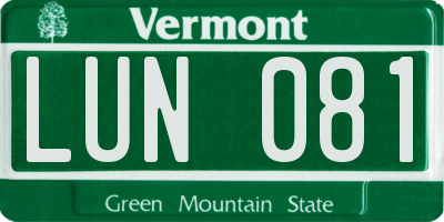 VT license plate LUN081
