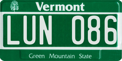 VT license plate LUN086