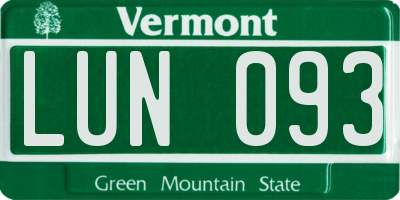 VT license plate LUN093