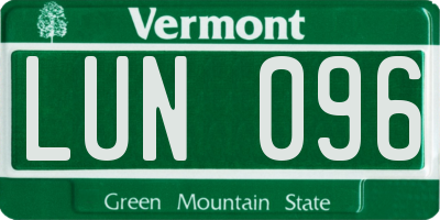 VT license plate LUN096