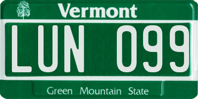 VT license plate LUN099