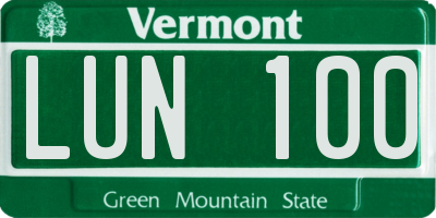 VT license plate LUN100
