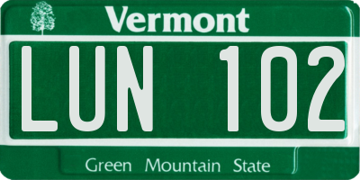VT license plate LUN102