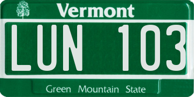 VT license plate LUN103