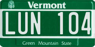 VT license plate LUN104