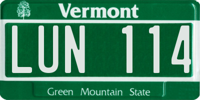 VT license plate LUN114