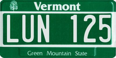 VT license plate LUN125