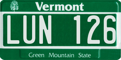 VT license plate LUN126