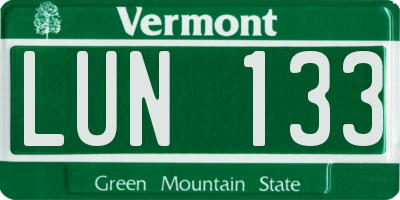 VT license plate LUN133