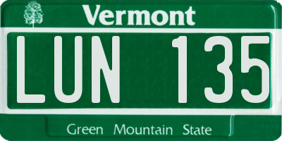 VT license plate LUN135