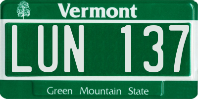 VT license plate LUN137