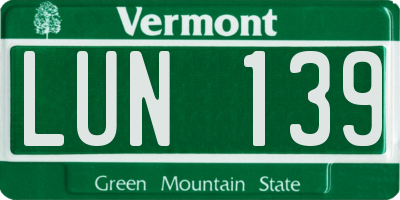 VT license plate LUN139