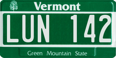 VT license plate LUN142