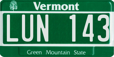 VT license plate LUN143