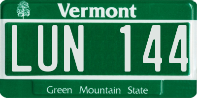 VT license plate LUN144