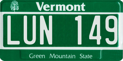 VT license plate LUN149