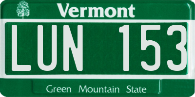 VT license plate LUN153