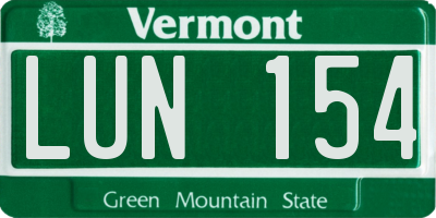 VT license plate LUN154