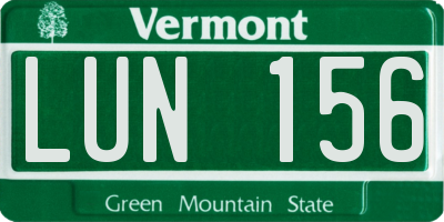 VT license plate LUN156