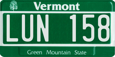 VT license plate LUN158