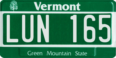 VT license plate LUN165