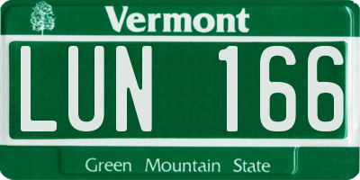 VT license plate LUN166