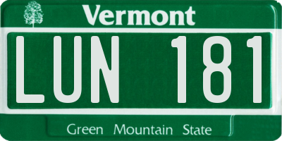 VT license plate LUN181