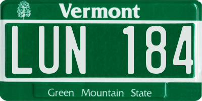 VT license plate LUN184
