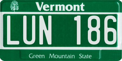 VT license plate LUN186