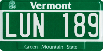 VT license plate LUN189