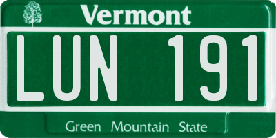 VT license plate LUN191