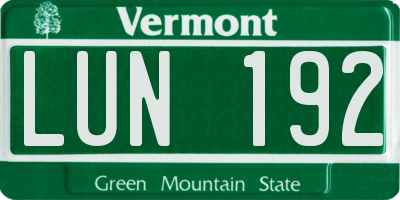 VT license plate LUN192