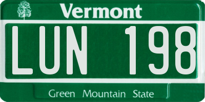 VT license plate LUN198
