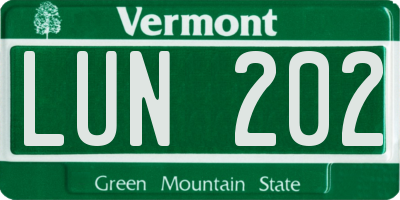 VT license plate LUN202