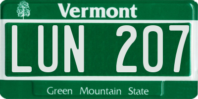 VT license plate LUN207