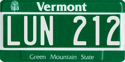 VT license plate LUN212